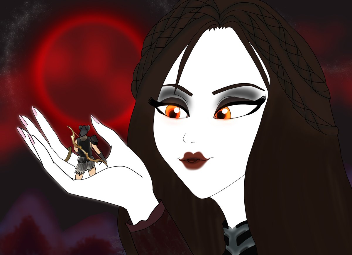Sizeablehugart's tweet photo. Auriel's bow secret ability! 
#Digitaldrawing #giantess #sizetwittter #Serana #Skyrim https://t.co/2omyKxrIGA
