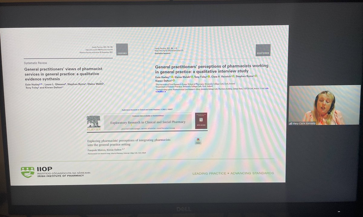Delighted to see two papers from my PhD featured in tonight’s @IIOPharmacy  webinar on an update from @iSIMPATHY and the potential role for pharmacists in general practice in Ireland