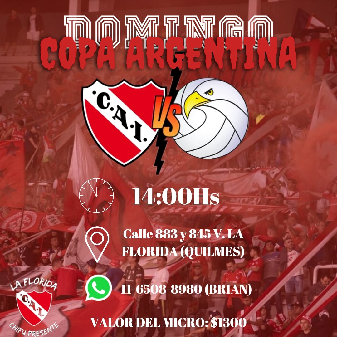 🚩Les dejo info de micros que salen para La Plata 🇦🇹

#CopaArgentina

Berazategui/ La Florida, Quilmes .