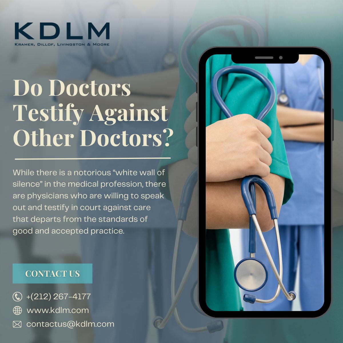 kdlmNY's tweet photo. What if it happens to be a doctor testifying against another doctor?
If you wish to know the legal way of tackling such a situation, give us a call at +(212)-267-4177.
#KDLM #NewYorkAttorney #medicalmalpractice #wrongfuldeath #lawsuit #lawfirm https://t.co/9tUlwl3s1g