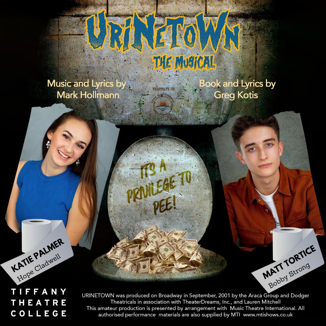 TTCpacollege's tweet photo. Introducing our cast for URINETOWN : The Musical! (1/3)

A Hilarious &amp; resonant story of corruption, greed, revolution and love, in a world where water is worth it’s weight in gold!

Tickets available via https://t.co/CY9iMobYkK https://t.co/DjcqI2zY0d