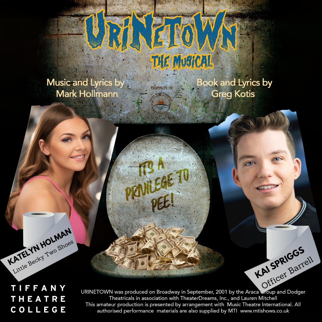 Introducing our cast for URINETOWN : The Musical! (1/3)

A Hilarious &amp; resonant story of corruption, greed, revolution and love, in a world where water is worth it’s weight in gold!

Tickets available via tiffanytheatrecollege.com/events