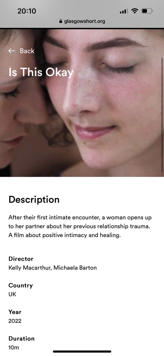 That’s our wee short! Join myself and <a href="/MichaelaBarton_/">michaela 🌙</a> alongside some other amazing filmmakers at Cafe Flicker tomorrow! <a href="/GMACFilm/">GMAC Film</a> <a href="/GlasgowShort/">Glasgow Short Film Festival</a> 🎥