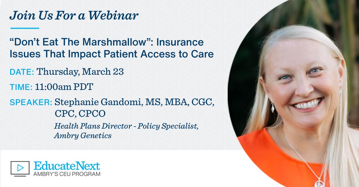 AmbryGenetics's tweet photo. Join us for a webinar tomorrow at 11am PDT. Register here: https://t.co/aiXy06VP7g https://t.co/VpCmvGQM9D