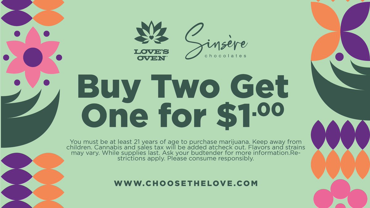LovesOvenBrands's tweet photo. Save big @Starbuds303 and @EmeraldFieldsCO this month - B2G1 for $1.00 while supplies last! @LovesOven ❤️🍪🍫
#lovesoven #edibles #CannabisCommunity #Denver #Colorado #emeraldfields #starbuds #saving #MONEY #Mmemberville https://t.co/OO1kkE90rP