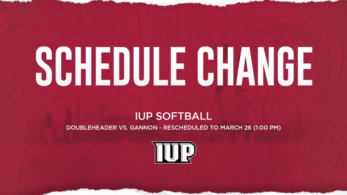 IUPsoftball's tweet photo. Schedule Update 🚨

Our home doubleheader with Gannon, originally scheduled for Friday, will now take place on Sunday, March 26 beginning at 1:00 PM. 

#TalonsUp https://t.co/KFAYH8hxr4