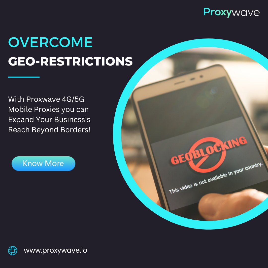 ProxywaveHQ's tweet image. Visit us: proxywave.io
How mobile proxies help businesses bypass geo-restrictions and access global markets.

#Proxy #CreateMobileProxy #4gMobileProxy #Proxywave #CrerateYourOwnMobileProxy