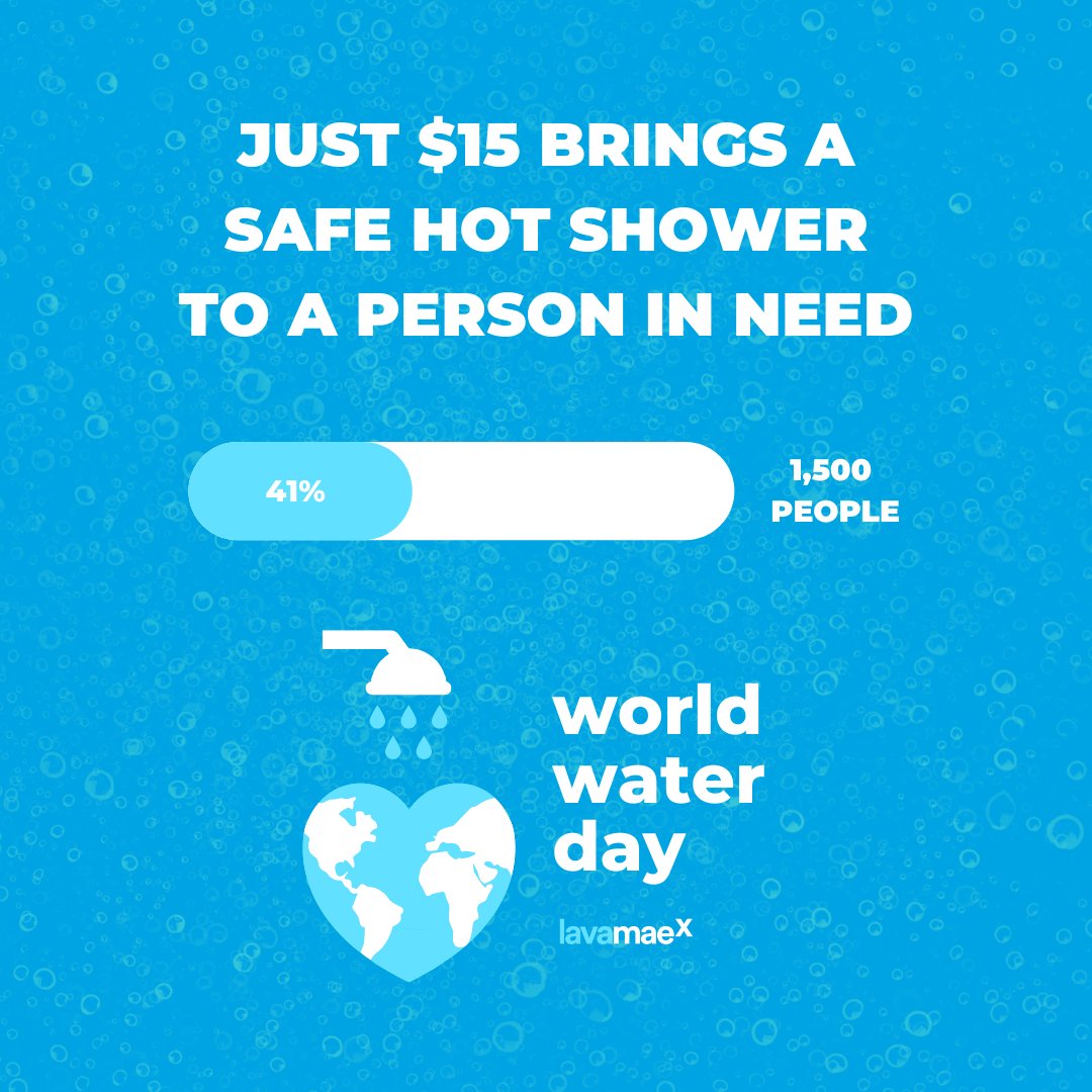 We're almost halfway there! 🙌 🚿

We have until 11:59PM tonight to reach our goal of giving 1,500 people access to showers.

Just $15 brings shower access to one person in need. Will you join us?

➡️ bit.ly/3ZdlaMG

#LavaMaeX #WorldWaterDay #WASH #WaterAction