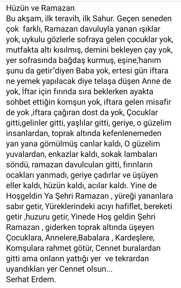 Hüzün ve Ramazan... #bitti #Ramazan2023 #Kahramanmaras #Adiyaman #Gaziantep #Malatya #Hatay #sanliurfa #Adana #ALTIN #DolarTL #muharremince #Korayaydın #kemalkilicdaroglu #FatihAltayli #SinanOgan