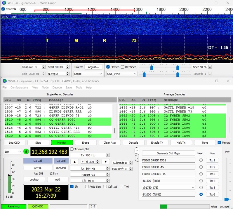 G8GKA's tweet photo. Progress on 10GHz EME project this week, 1.2m dish is up. AZ rotator clearly a weakness but better to be active than just sat planning the ultimate solution. 🙂Happy with 1st results, now to optimise.
I just need to find a WG16 switch to complete the setup.
Fun on the #GHz_Bands https://t.co/SwiaUL8c9e