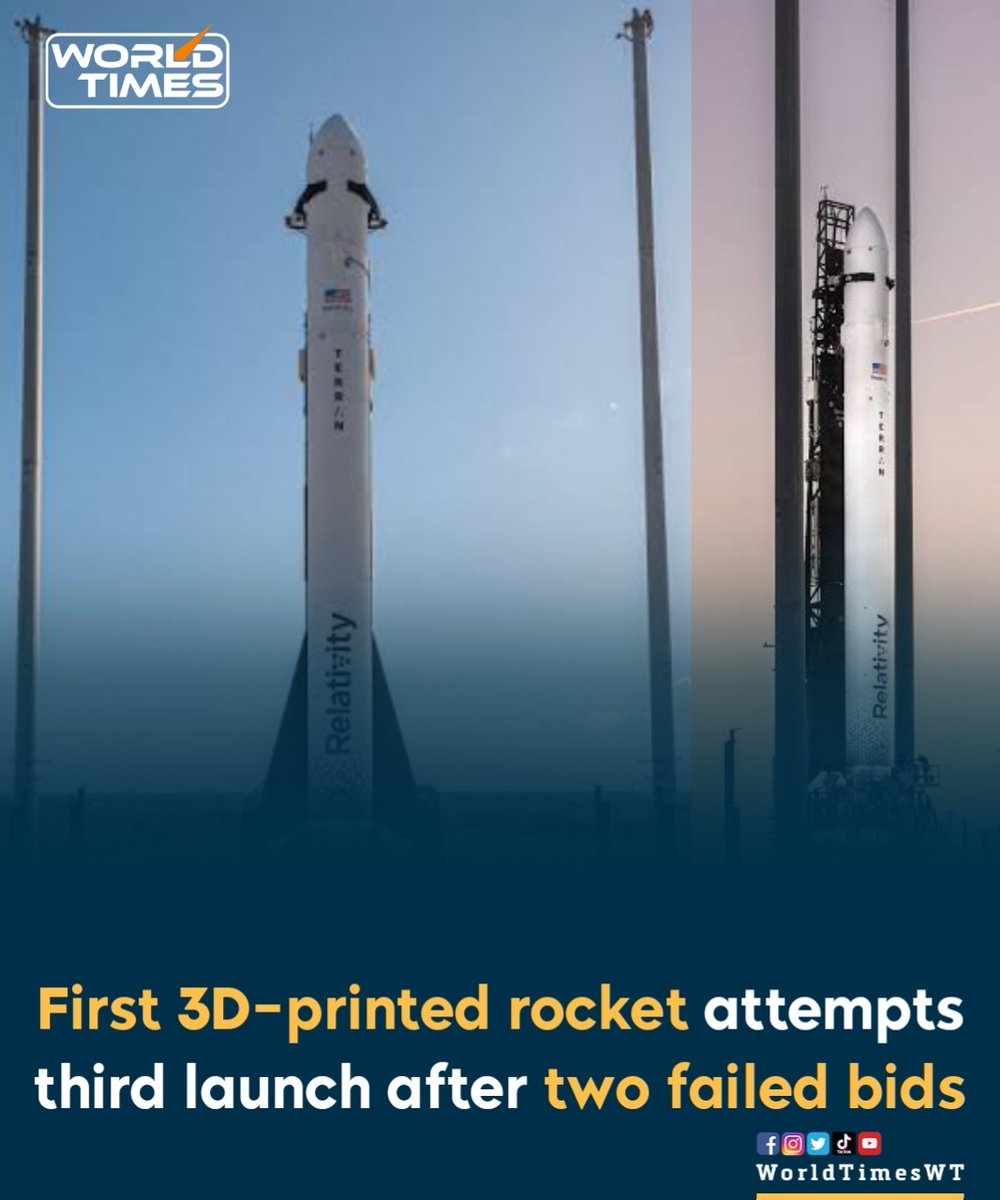 WorldTimesWT's tweet photo. The world's first 3D printed rocket is scheduled to make its third attempt to take off for the first time. This innovative spacecraft is promoted as being less expensive to manufacture and operate.
#3DRocket #history #First https://t.co/UnWe1QIucd