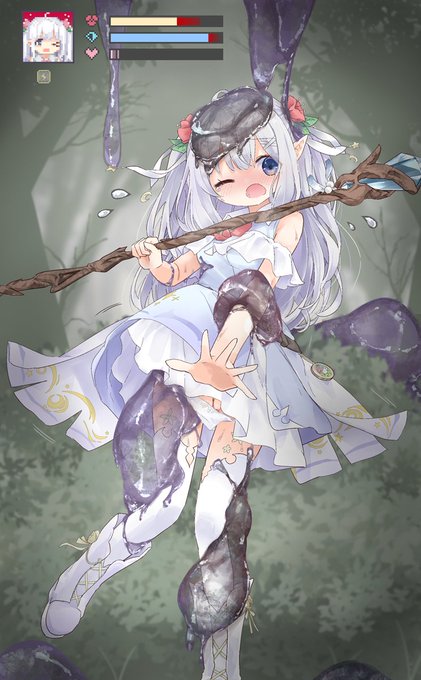 Skeb納品 よそのこ vs スライム(群れ/大型)(非表示依頼) 