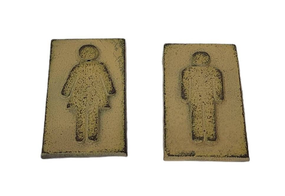 Kitchenconext's tweet image. Cast iron bathroom signs men and women hanging sign tuppu.net/3bca6a7c #Etsy #kitchenconnection #BathroomSigns