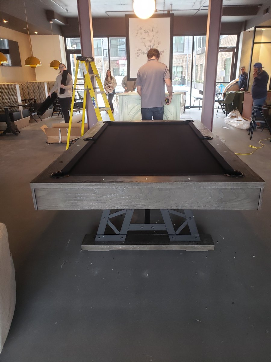 ProBilliards1's tweet photo. 8' Blacksmith #PoolTable by Plank and Hide 3pc slate table w/ Black Felt. Its solid oak construction is washed with a charcoal finish for a look that’s modern and industrial. 
Professionally Delivered and Installed today in Atlanta GA. #ThePoolTableGuy 🎱
#RackemUp #Billiards https://t.co/lozpcCUlIe