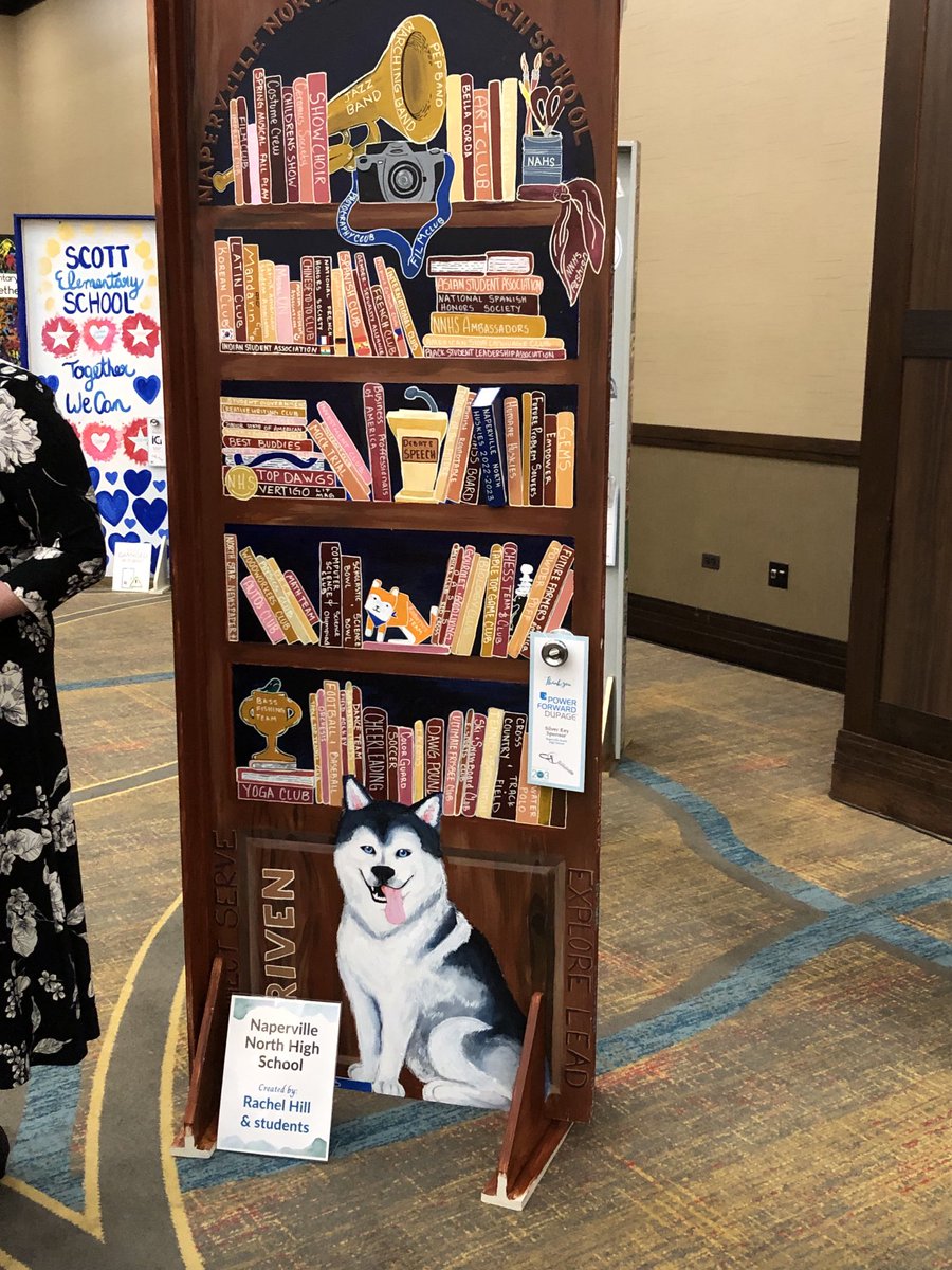 NNHSposey's tweet photo. The NNHS ⁦@NEF⁩ ⁦@Naperville203⁩ Door created by Art teacher Rachel Hill and our Art students for the Building A Passion  breakfast.  So beautiful!!   Thank you NNHS for representing the Huskies so well!!   #driventocreate https://t.co/4gGgq4Lsml
