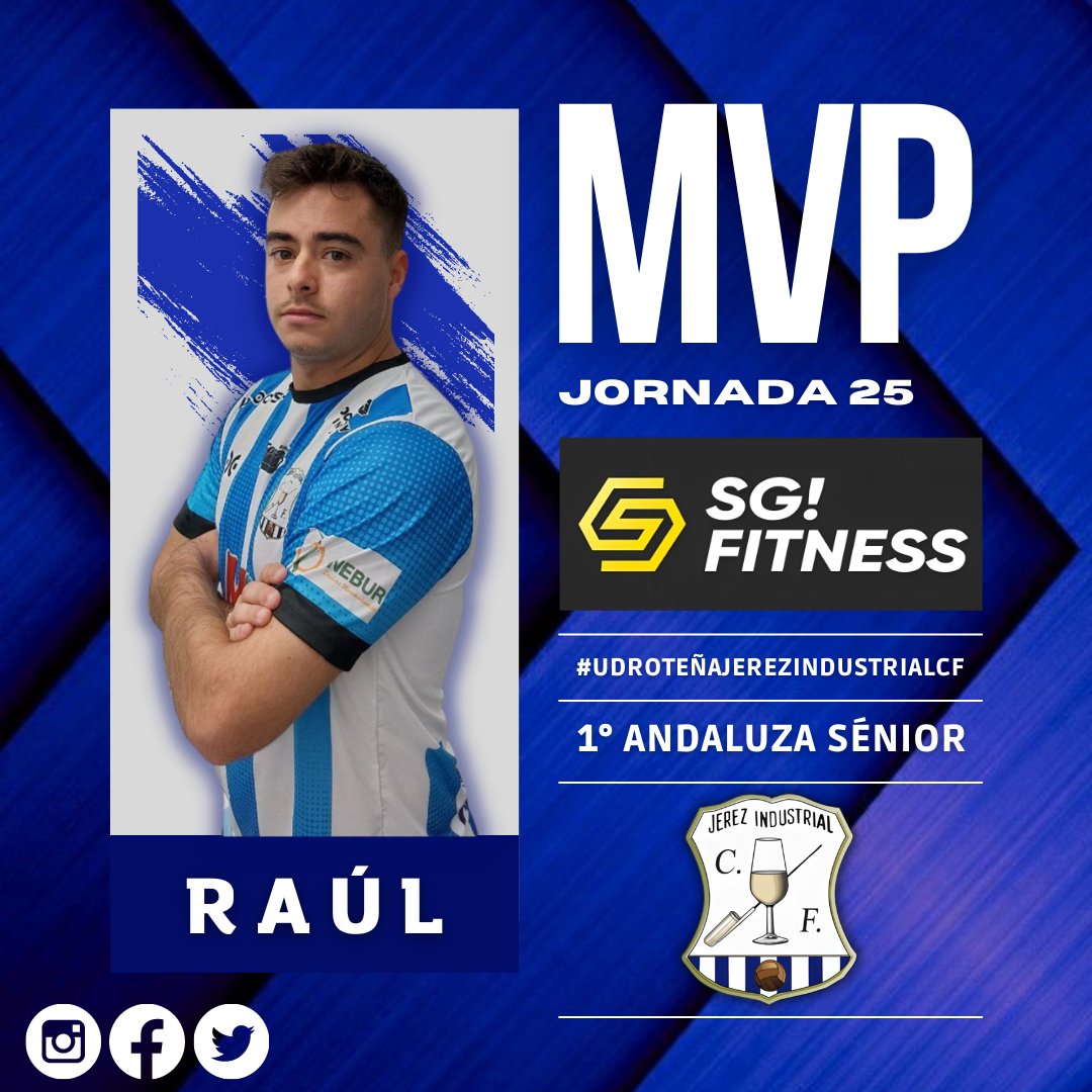 JerezInd_CF's tweet photo. •MVP/MEJOR JUGADOR DEL PARTIDO•🔵⚪

#Jornada25

➡️Patrocinado por SG Fitness Jerez 

¡Gracias por su colaboración! 💙🤍

#JICF #Temp2223 https://t.co/8oZRwp367Z