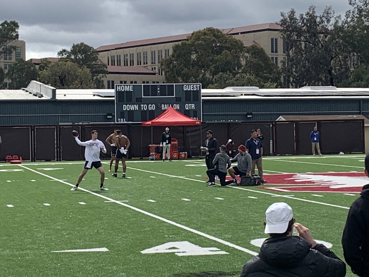 #StanfordNFL Pro Day

All 32 NFL teams repped (#49ers GM John Lynch in the house)

Higgins worked out wide, in slot, and at TE

McKee just 2 incompletions

Wilson catch of the day

Hope to be calling their names on Sundays this fall with my guys @BaldyNFL & @chadbrown94!