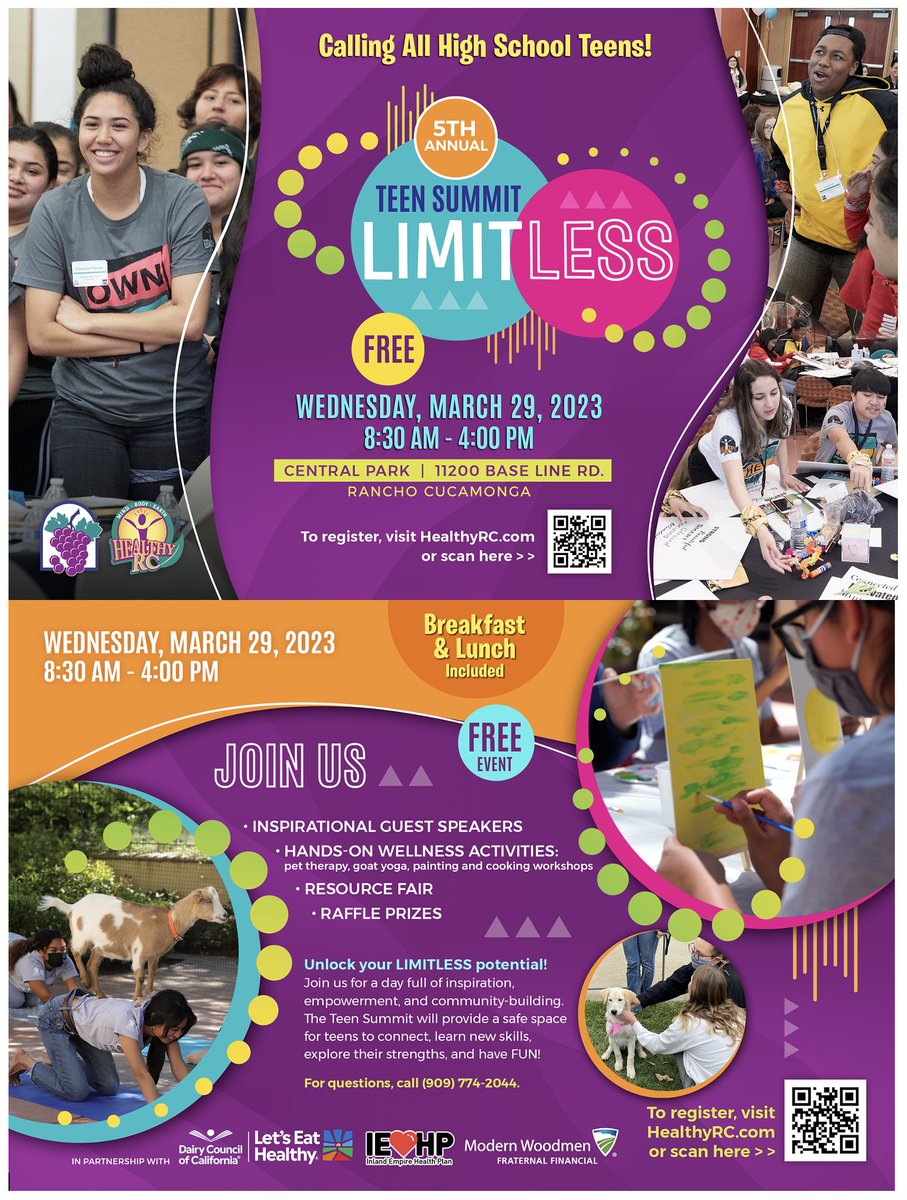 📢Calling all High School Teens: Healthy RC is hosting their annual Teen Summit on March 29! Sign up with the QR code below to participate!