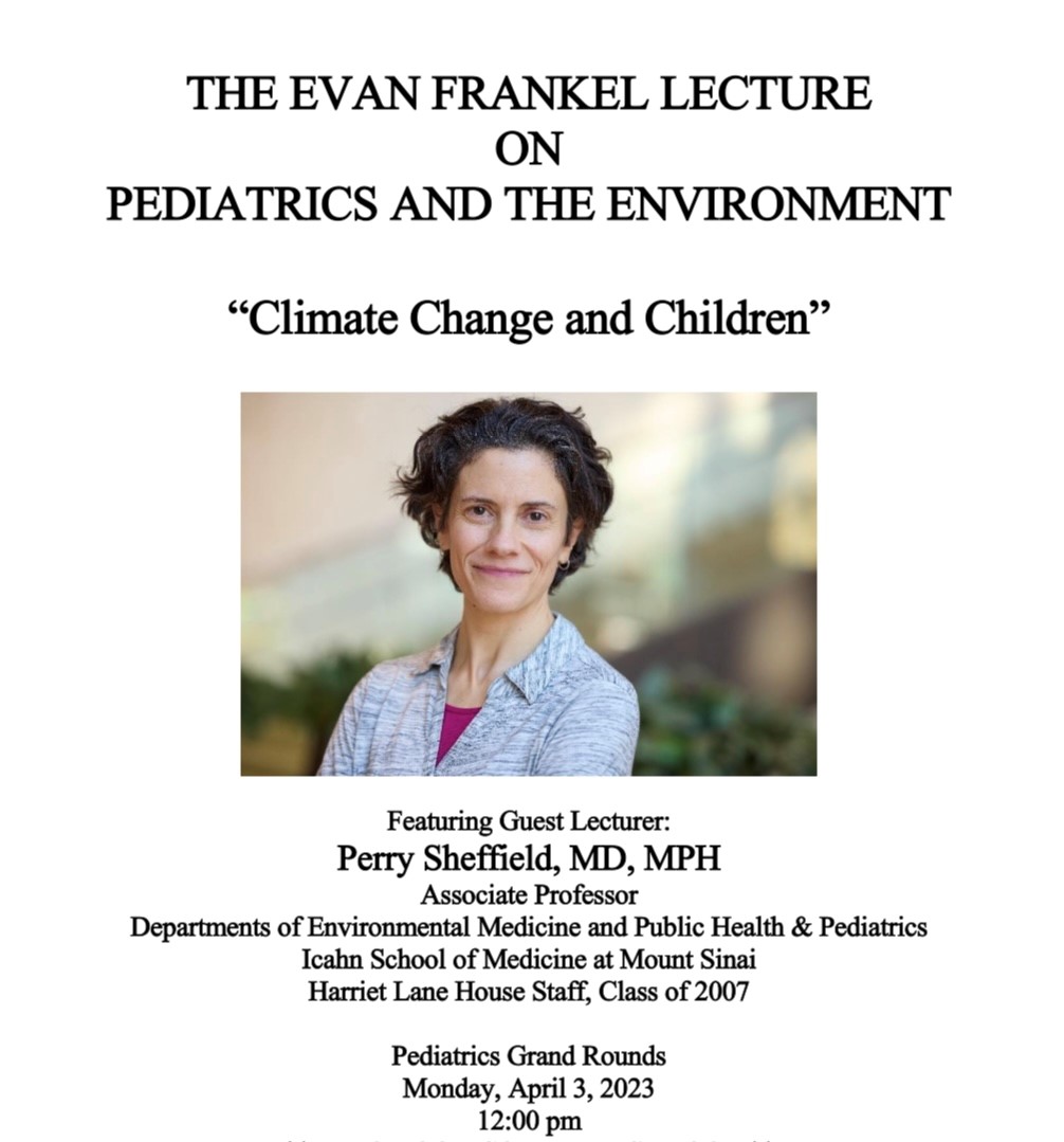 Johns Hopkins Pediatrics Residency Program (@jhpedsresidency) on Twitter photo Excited to have one of our Harriet Lane program alumni returning for grand rounds on April 3rd to discuss "Climate Change and Children"! <a href="/perry_sheffield/">Perry Sheffield</a> Excited to have one of our Harriet Lane program alumni returning for grand rounds on April 3rd to discuss "Climate Change and Children"! <a href="/perry_sheffield/">Perry Sheffield</a>
