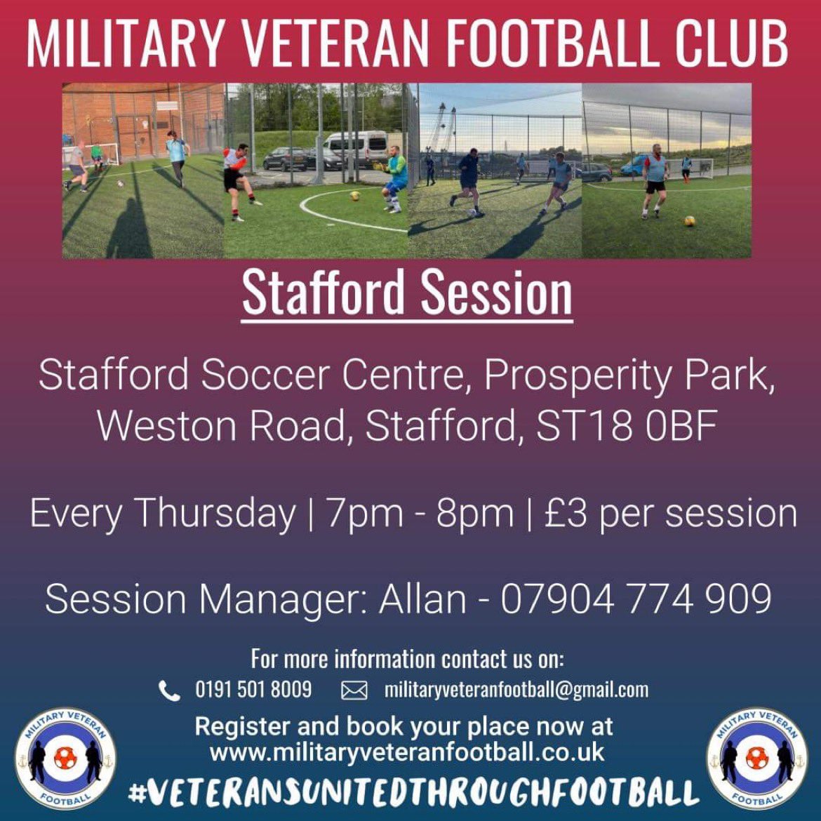 Evening @Staffordshirehr i am in the process of trying to raise awareness of the Military Veterans Football Club. Any military veteran or member of the armed forces can come along for a kick about, sessions are Thursday at 7pm #staffordshirehour