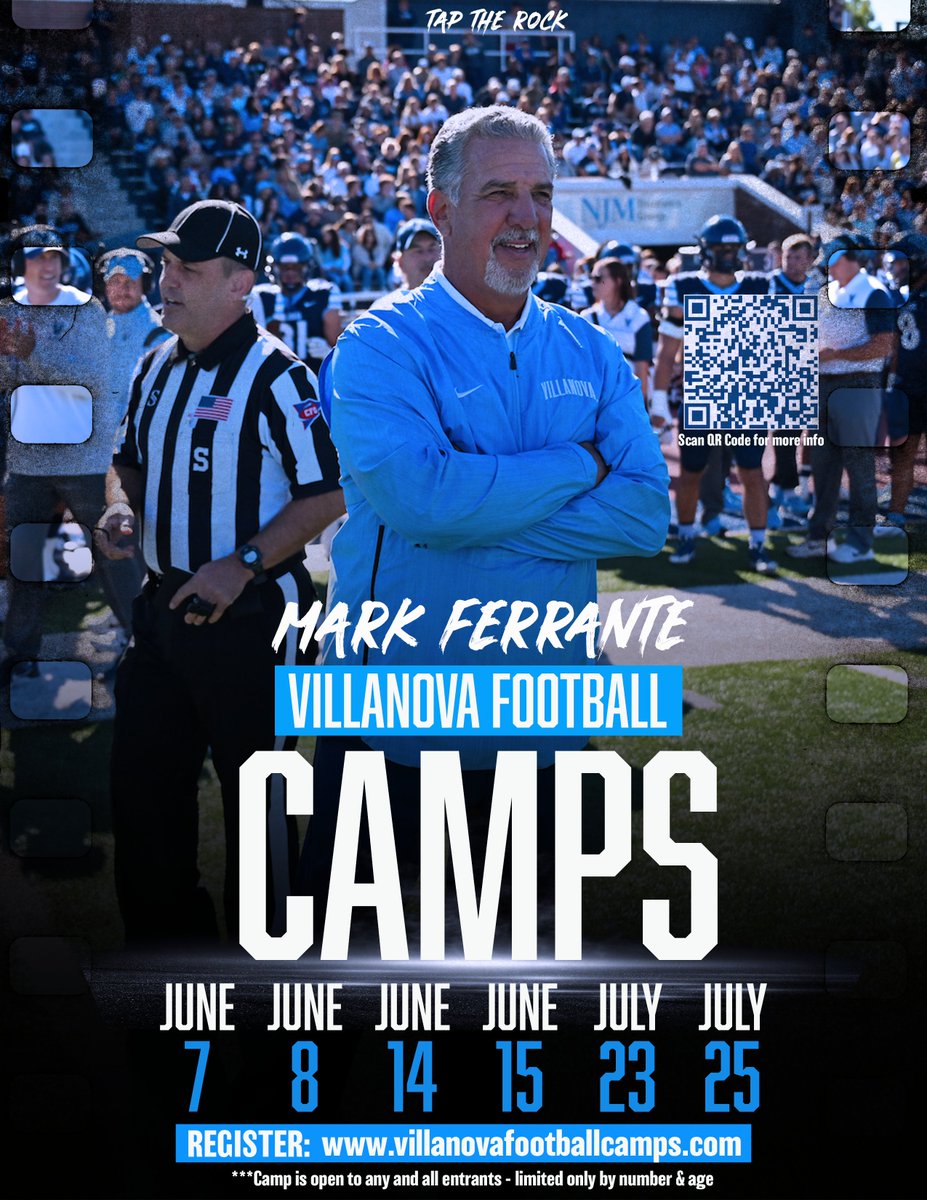 ‼️ 2023 PROSPECT CAMP DATES ‼️

GREAT OPPORTUNITY TO COMPETE THIS SUMMER!
SIGN UP: villanovafootballcamps.com

#TapTheRock #FlyTheV