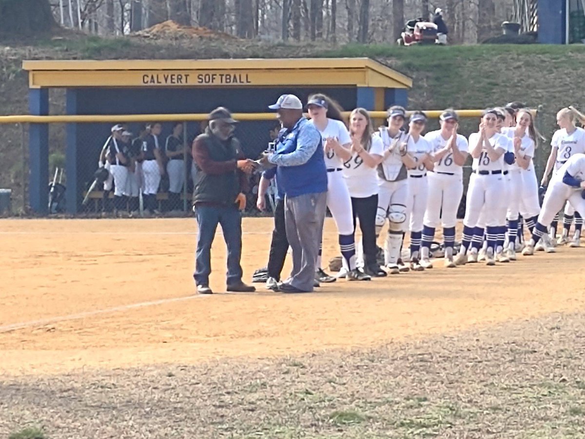 THECalvertHigh's tweet photo. CHS Softball presented their final State Championship ring today.  Thank you Mr. Robert Gross for your tireless support of CHS Athletics! https://t.co/0eSVS1a1JN