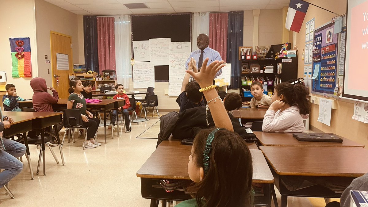 HdzMaestro's tweet photo. Career day really helped the kids understand responsibility and choices in the workplace. Thank you to @NISD’s Director of Transportation @tesi_garza and Custodial Area Supervisor Mr. Rodgers for your time @NISDMead! @A_GarnerMaskill @oncebe4 #MeadIgnited #NorthsideIgnited https://t.co/M4vkbVMous
