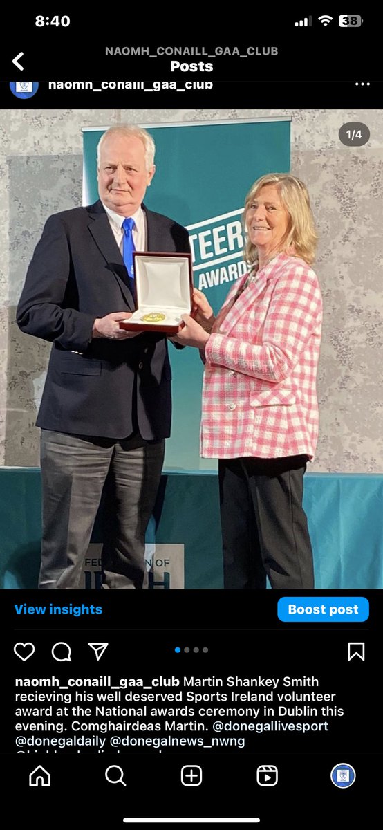 NaomhConaillGAA's tweet photo. Martin Shankey Smith recieving his well deserved Sports Ireland volunteer award at the National awards ceremony in Dublin this evening. Comghairdeas Martin. @donegallivesport @donegaldaily @donegalnews_nwng @highlandradiodonegal https://t.co/GDaR1YB1fv