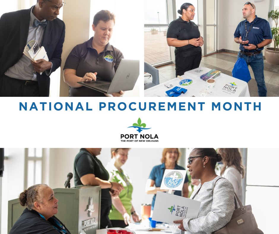 PortNOLA's tweet image. March is National Procurement Month! Port NOLA strives to engage local and small businesses while promoting awareness of bid opportunities with the Port and the New Orleans Public Belt Railroad. From October through December 2022, Port NOLA has committed over $32 million of total