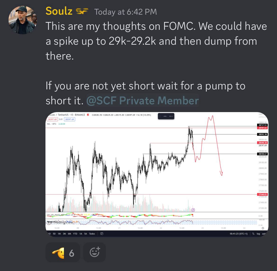 $BTC analysis on Discord Pre-FOMC:

#Bitcoin liquidated LONGS first, then takes out SHORTS from the market with the small pump.

After touching $28.9k, it dumps from there.

Thanks for playing