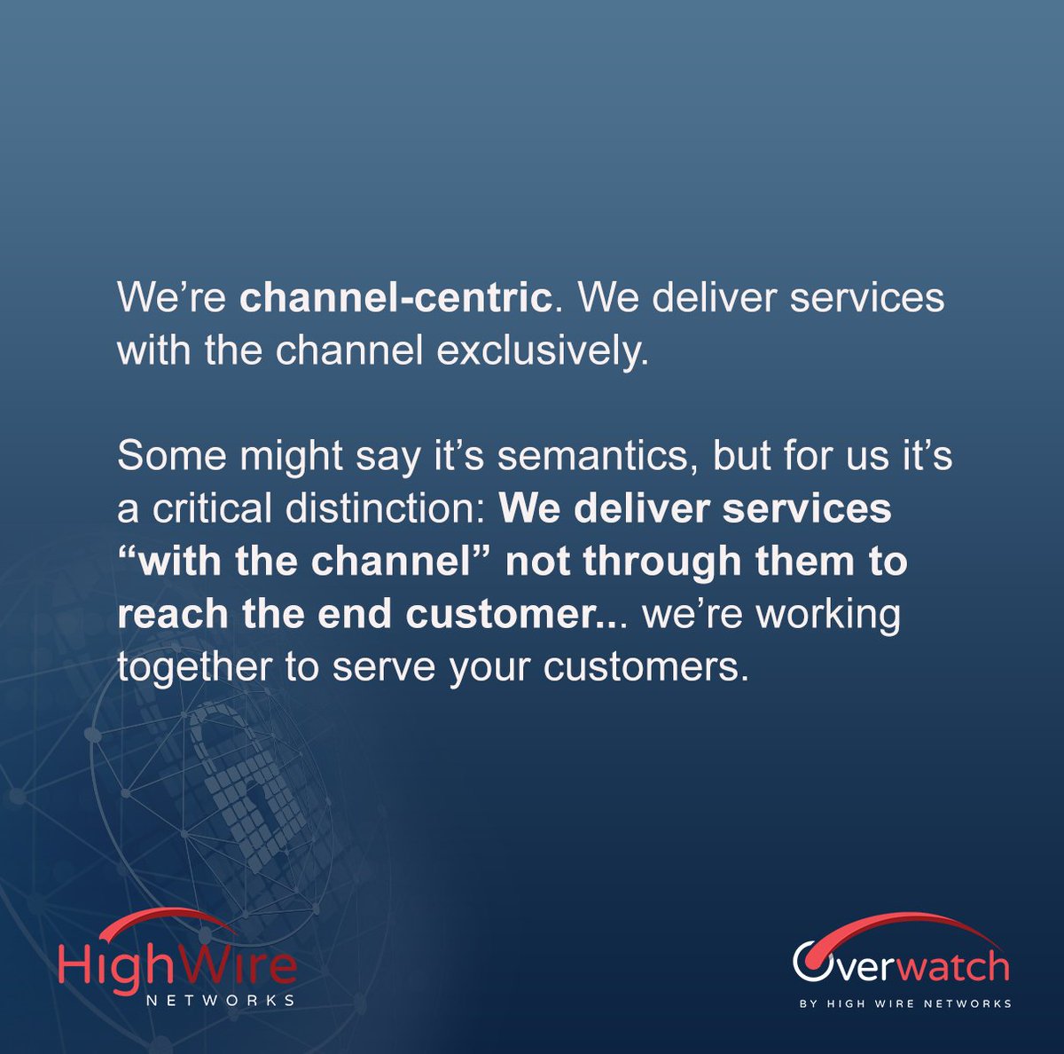 HighWireNtwks's tweet photo. We often get asked, is High Wire Networks channel-friendly? We are more than channel-friendly, we are channel-only and channel-exclusive.
What does You + High Wire look like?
https://t.co/aPzqkjdzWh
#MSP #VAR #telco #systemsintegrator #managedcybersecurity https://t.co/picQqb2WKI