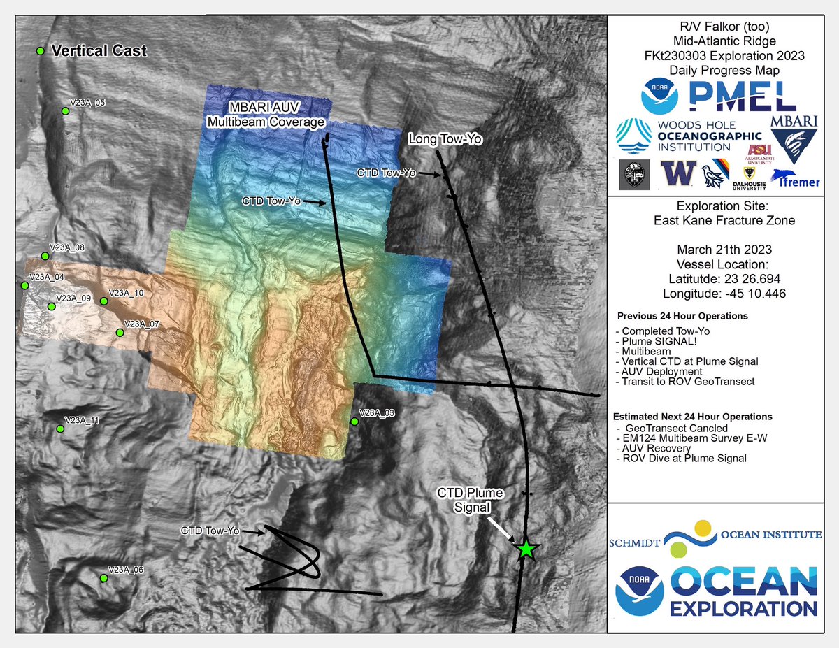 🚨 Diving Alert <a href="/SchmidtOcean/">Schmidt Ocean</a> 🚨 After days of looking for hydrothermal vents, we detected plumes at the East Kane Fracture Zone!!! On the seafloor looking for vents in few minutes! stay tuned! <a href="/uvic/">UniversityOfVictoria</a> <a href="/UVicScience/">UVic Science</a> <a href="/MBARI_News/">MBARI</a> <a href="/AmandaEBates/">Amanda E Bates</a>   credit map: Jeff Beeson <a href="/noaapmel/">NOAA PMEL</a>