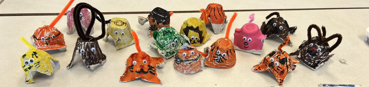 Recycled some egg cartons to make animals to use during play time on Fun Fridays. They came out cuter than I imagined.