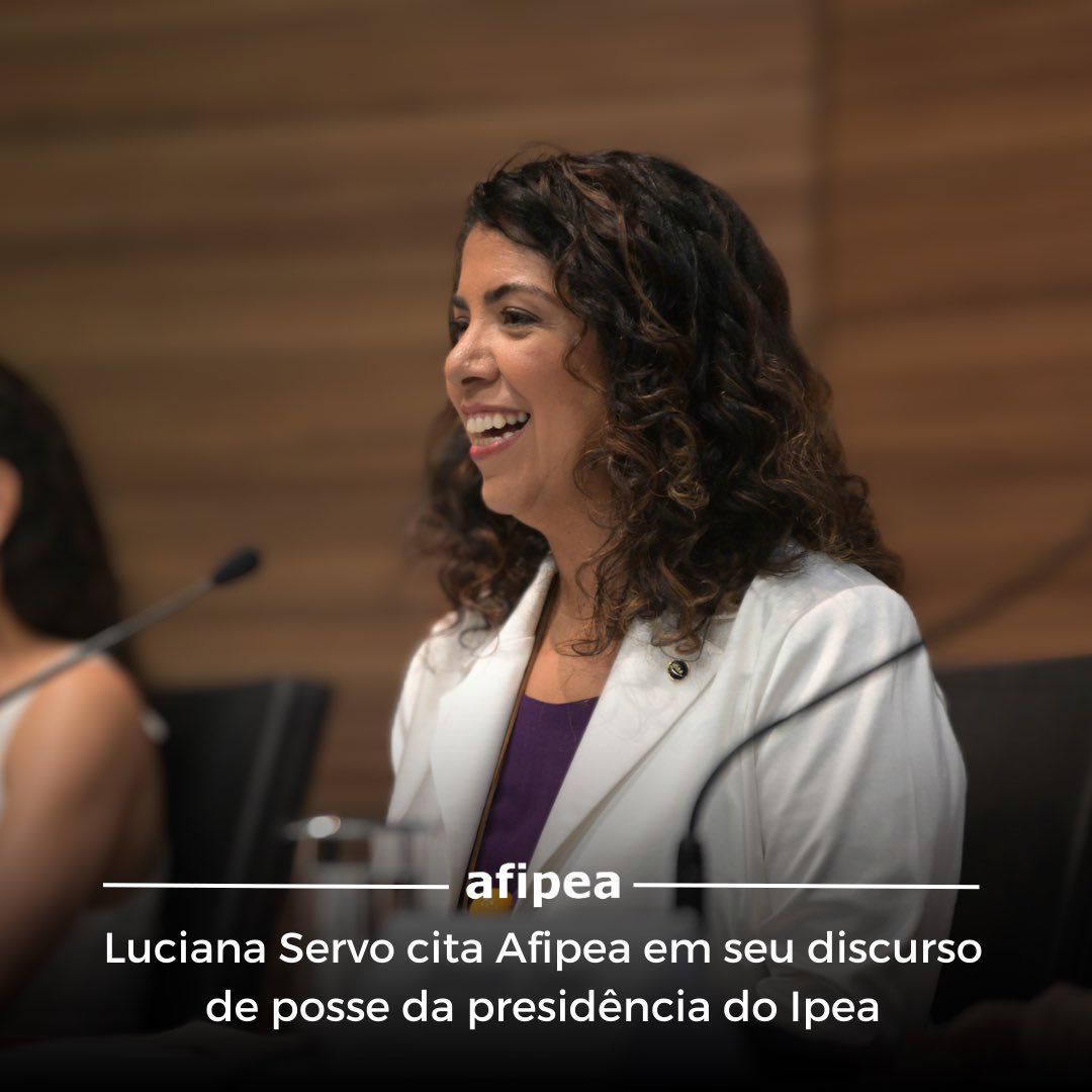Afipea's tweet photo. Luciana Servo, em seu discurso de posse da presidência do Ipea,  ocorrida na última quarta-feira (15) em evento sediado no prédio do Ipea Brasília, com transmissão para o Ipea RJ, agradece a Afipea pelo intenso aprendizado enquanto membro da Diretoria da Associação. #ipea https://t.co/8DOJMJa6MQ