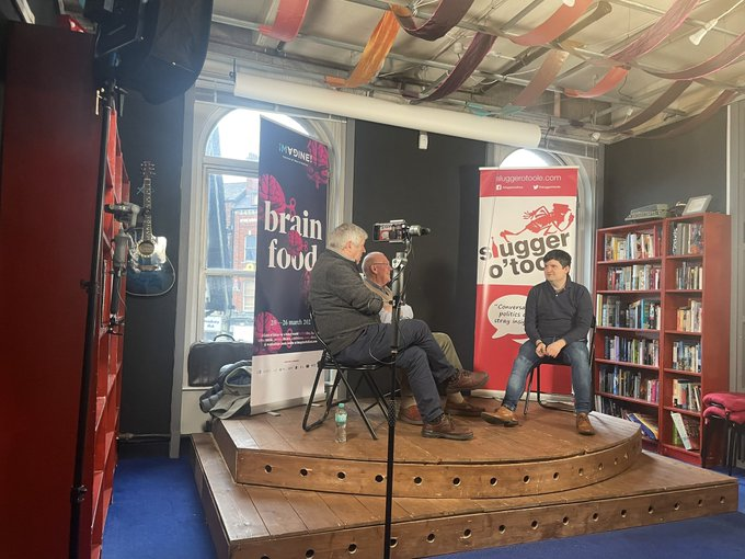 dmcbfs's tweet photo. Really enjoyed chatting about reflections in Local Government with @CllrHeadingSDLP and @cllrjohnkyle as they step off the political stage as part of the @ImagineBelfast festival. https://t.co/G4JYXT9jlL
