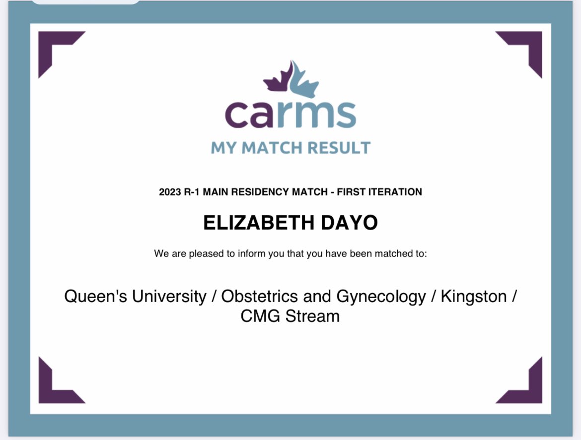 Beyond excited to start this next chapter at @queensobgyn!! 

Thank you to my family, friends and all my mentors. I couldn’t have done this without your ongoing support ❤️
#obgyn #carms2023 #residency #kingston