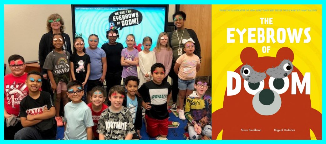AISD_Libraries's tweet photo. Bowie 2nd graders enjoyed the book, Eyebrows of Doom, by Steve Smallman.  We made eyebrows and practiced our emotions with our faces.  We choose happy!  #PowerUpAISD  @SteveRT1 https://t.co/wRF9duNxZ0
