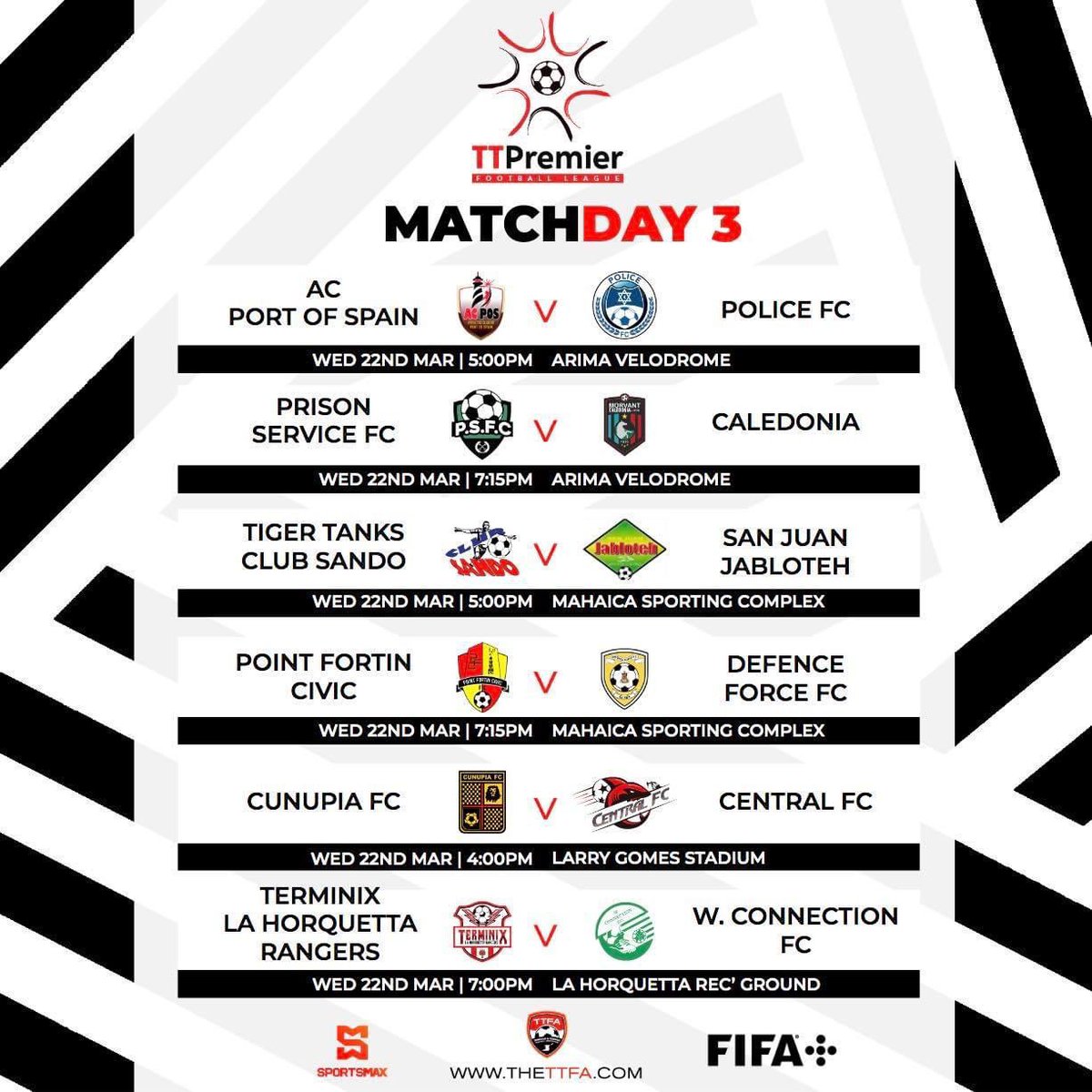 It’s #GameDay! Match Day 3 in the <a href="/TTPFL1/">TTPFL</a> is upon us as we travel to La Horquetta to meet <a href="/LaHorquettaFC/">Terminix La Horquetta Rangers FC</a> at 7:00 pm

Can’t make it out to the games? Watch live on FIFA + or <a href="/SportsMax_Carib/">SportsMax</a> 

#SavonettaBoys #LetsGoW #ItsAnAttitude