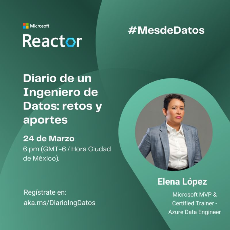 abrildaur's tweet photo. ‼️¿Te gustaría saber cómo es un día en la vida laboral de un Ingeniero de datos? 👀
Este viernes 24 de marzo a las 6 pm, Elena López nos hablará mas sobre esto ✨
Regístrate en 👉 https://t.co/xtbZwqD4tO y ¡aprovecha esta oportunidad!
#MesdeDatos #CienciadeDatos https://t.co/kuOEtVcgbb