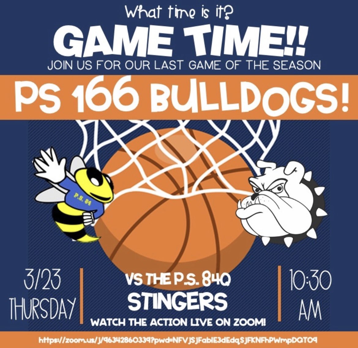 Principal_84Q's tweet photo. Get ready for an epic showdown as the @ps84q Stingers take on the @Ps166Q Bulldogs in a thrilling student basketball game! ππ₯ Don't miss out on the action tune in to the live stream via Zoom to cheer on your favorite team! #SteinwaySWAG #StingersVsBulldogs #Team84 #Team166 π΅π‘ https://t.co/81idIDUDPu