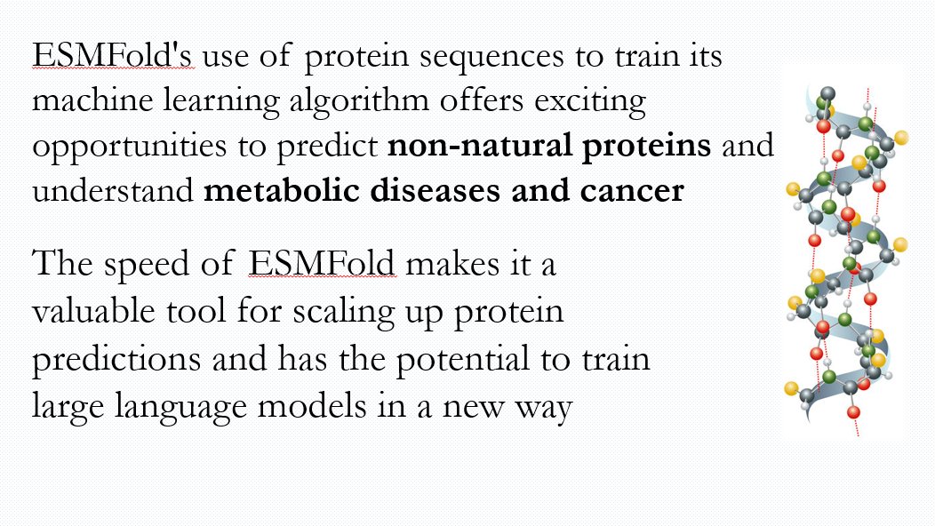 boundlessanurag's tweet image. Meta’s generative AI ESMFold uses a large language model to predict protein structures from sequences. With lightning-fast predictions of over 700 million proteins, it's revolutionizing biotech. #AIinBiotech #ProteinStructurePrediction