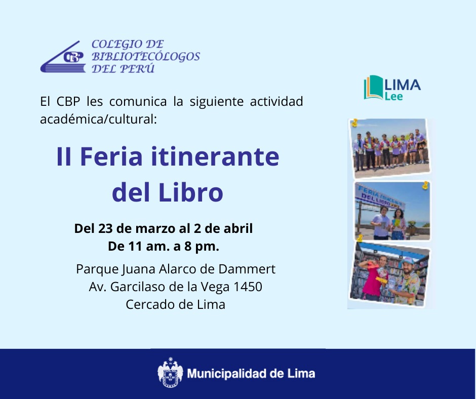 cbiblioperu's tweet photo. II Feria itinerante del Libro #CBP #Limalee https://t.co/pcYMwvtqie