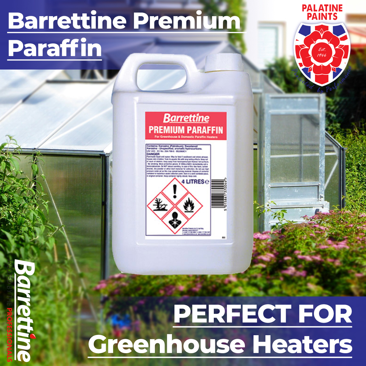 PalatinePaints's tweet photo. Barrettine Premium Grade Paraffin Oil and its associated names such as Paraffin Oil, C1 Grade Paraffin and Kerosene has many uses. 

The most popular being a fuel for domestic paraffin heaters and greenhouse heaters. 

Buy Today: https://t.co/cB2ahGDrB1

#barrettine #greenhouse https://t.co/Vz1OLzYCFn