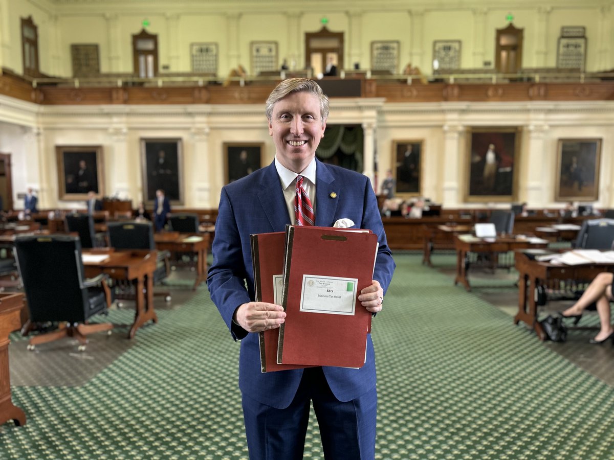 TanParkerTX's tweet photo. It was a tremendous honor to set 2 records in the Texas Senate today: the first for the quickest passage on my first senate bill - SB 621, and the second on SB 5, providing the most significant tax relief for entrepreneurs and businesses in Texas history! https://t.co/flnj6Y8Q0b