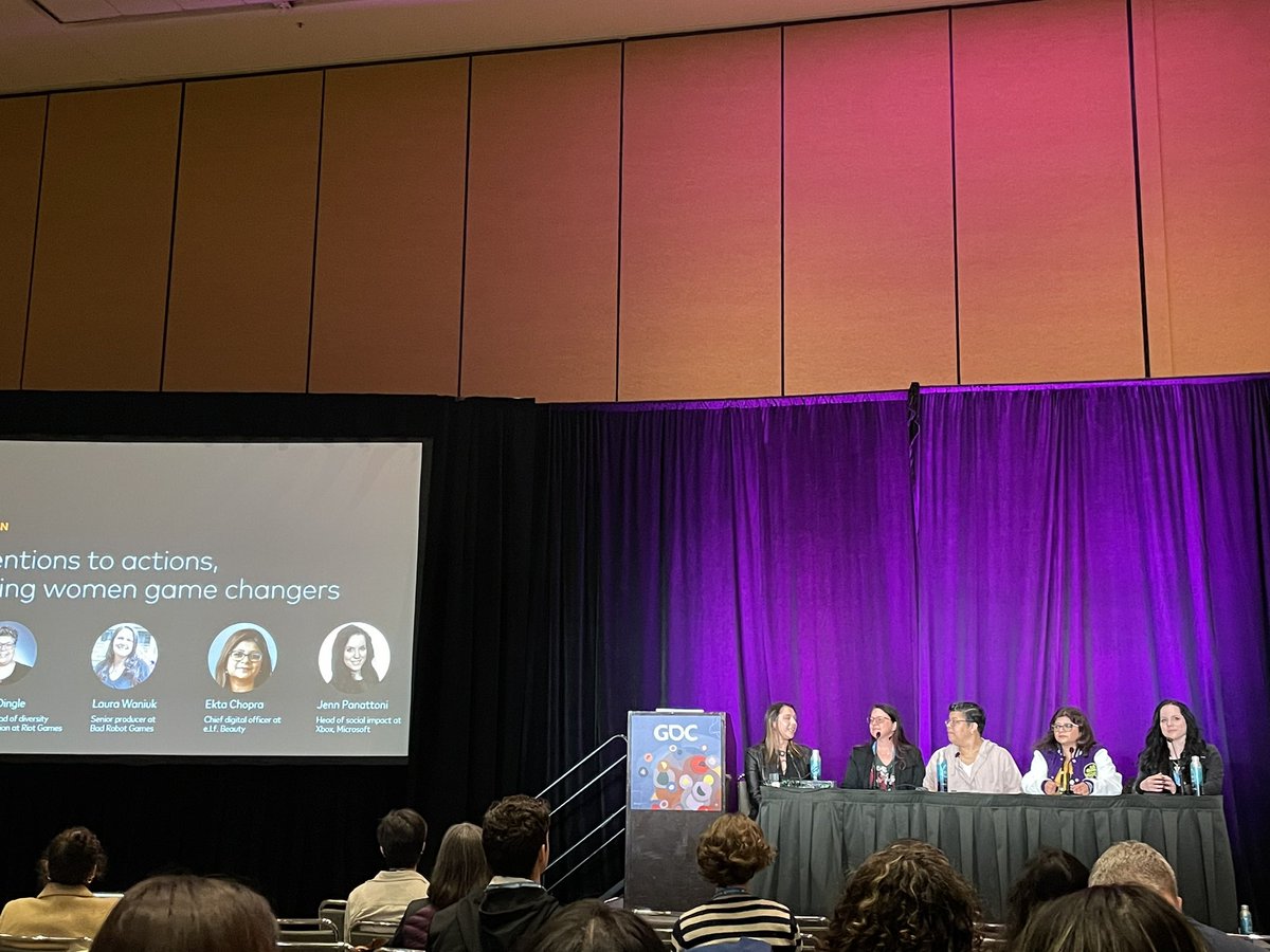 Great panel @Official_GDC ft @riotgames @pattydingle @EktaChopra5 @jennpanattoni exploring Women Game Changers and creating inclusive environments #deib #GDC2023 #GDC23 cc @learnerbly