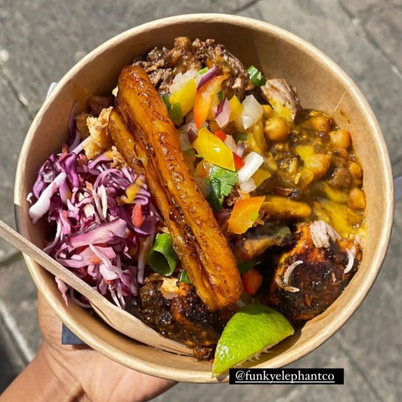 sloughtownfc's tweet photo. Need another reason to come to Saturday's match?

@FunkyElephantCo will be at Arbour Park, offering Caribbean Fusion street food! 😋

#OneSlough