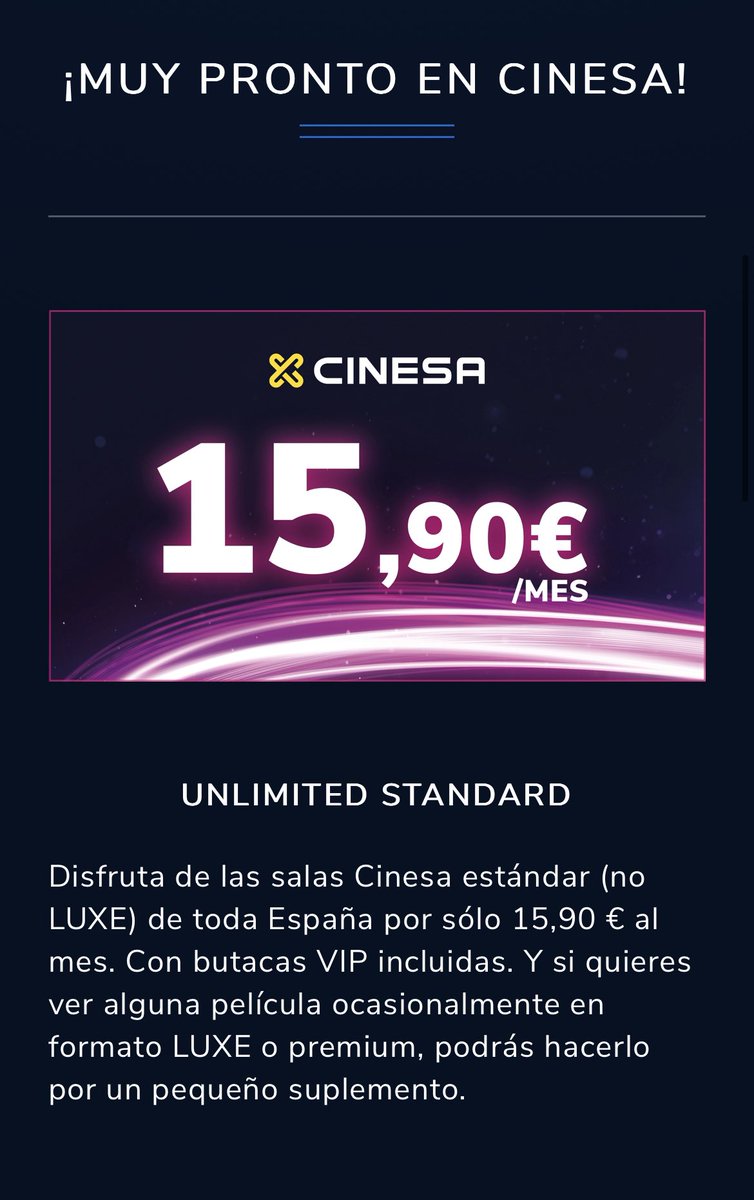 pabloincolor's tweet photo. Esto de @cinesa me parece una locura 👏🏻 Todos los estrenos por 15,90€ al mes?  Una idea brutal para enfrentarse a las plataformas de streaming  🔥 https://t.co/BWvLGlSMfV