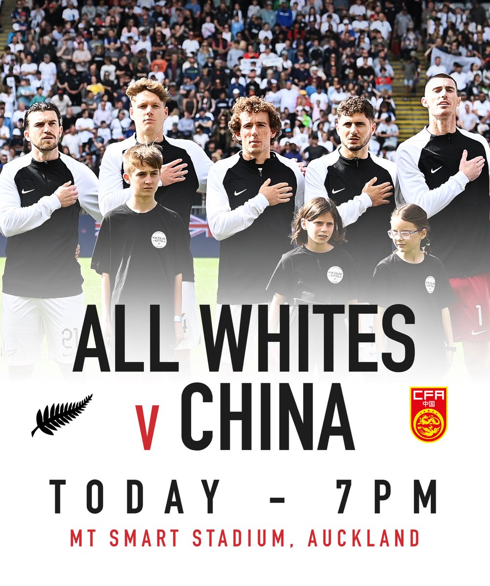 G A M E  D A Y 🇳🇿🇨🇳

🏟️ Mt Smart Stadium
⏰ 3:30pm 🇳🇿 U-22 v 🇨🇳 U-24
⏰ 7pm All Whites v China

🎟️ Book tickets from premier.ticketek.co.nz/shows/show.asp…