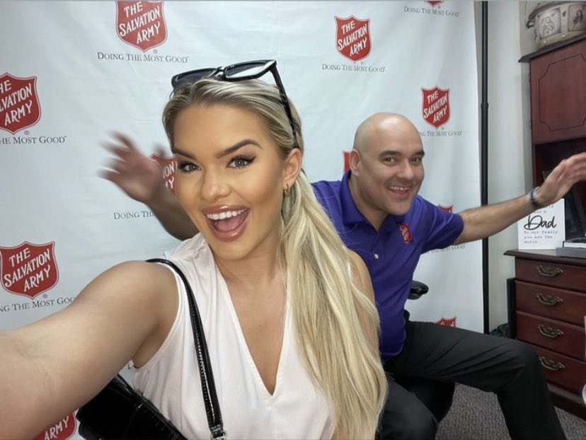 BradMayhar's tweet photo. Office shenanigans with @maggie_laughlin. We look forward to seeing everyone @MikeTaylorShow BBQ for @salarmysatx on April 1. Maggie will be judging the chicken category.
#youcannotmakethisup (inside joke) https://t.co/AMy53aktjb