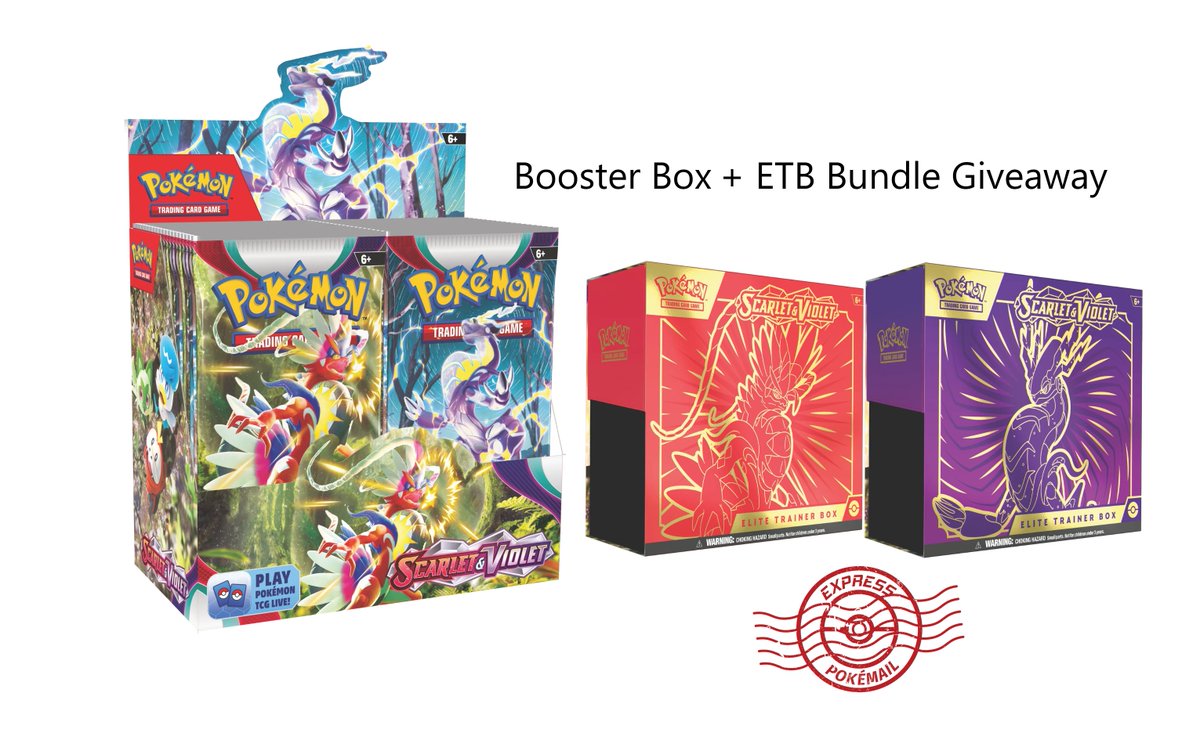 Let's give away a Scarlet and Violet Booster Box and ETB Bundle. ✅Like & RT ✅follow @ExpressPokemail ✅follow @deals_pokemon That's all! One week before release... get excited. Drawing the winner next week 😎